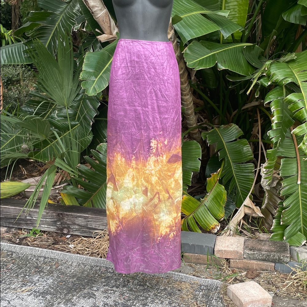 Lafayette 148 tie-dye column skirt with side splits